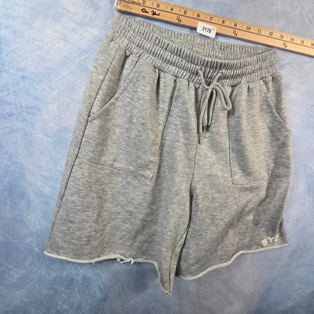 Princess Polly‎ XX Gray NYC Sweat Shorts Elastic Drawstring Waist Raw Hem Size 6